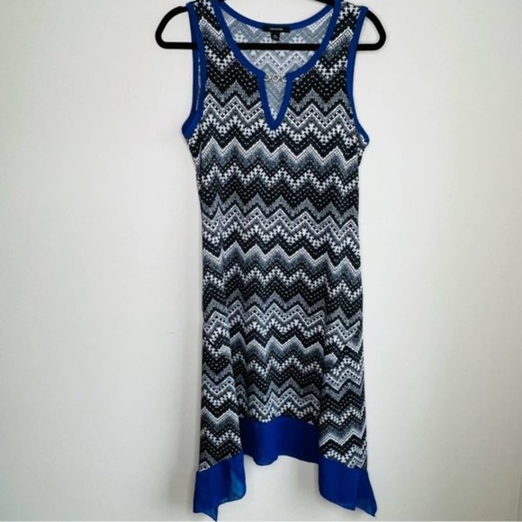 Espresso V Neck Sleeveless Slip On Midi Dress M Medium Handkerchief - Picture 1 of 9